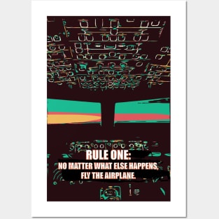 Fasbytes Aviation airplane cockpit View 'Rule One: No matter..' Posters and Art